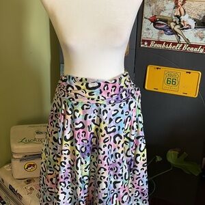 Vibrant Pastel Leopard Print Skater Skirt